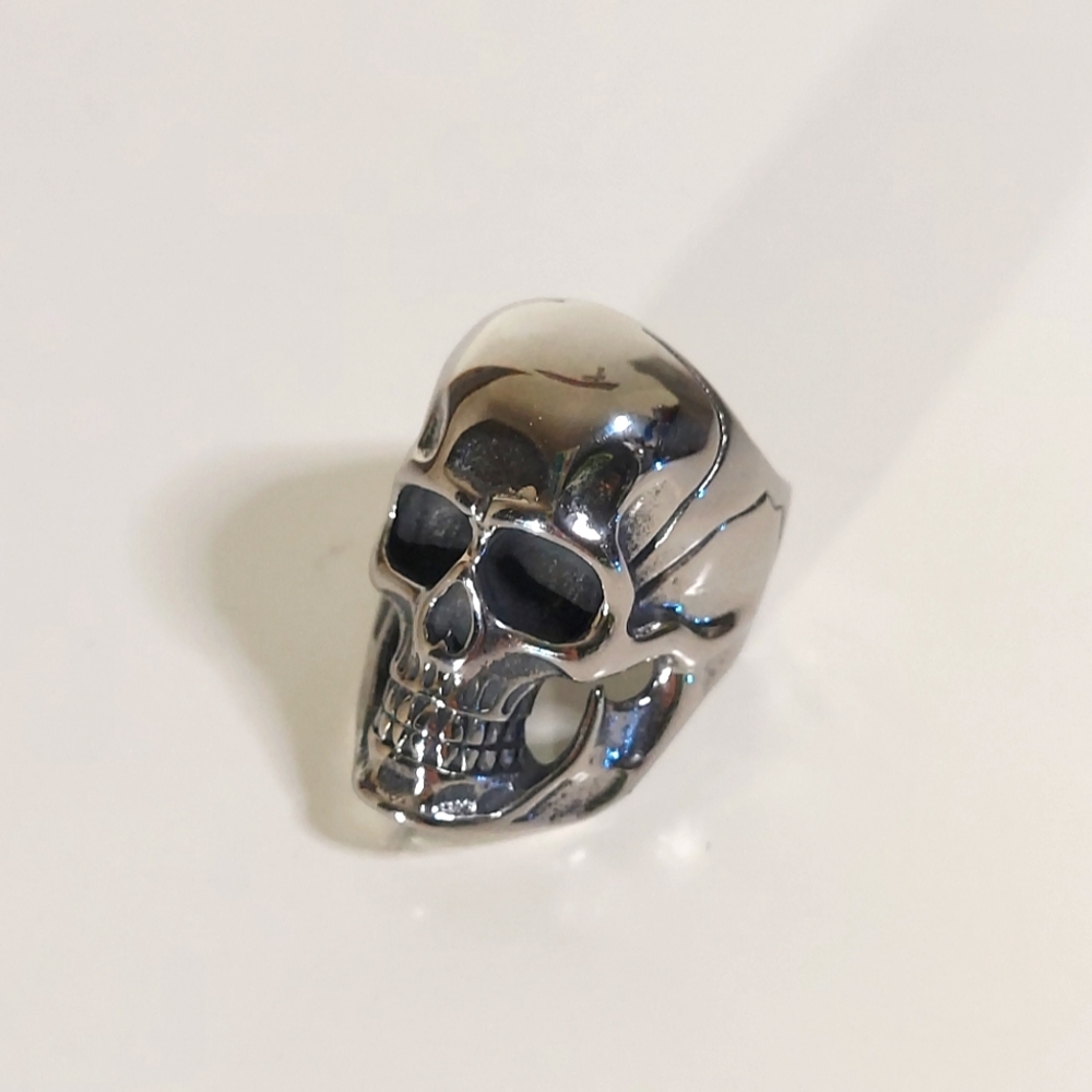 He Rocks Stainless Steel Skull Head Statement Ring